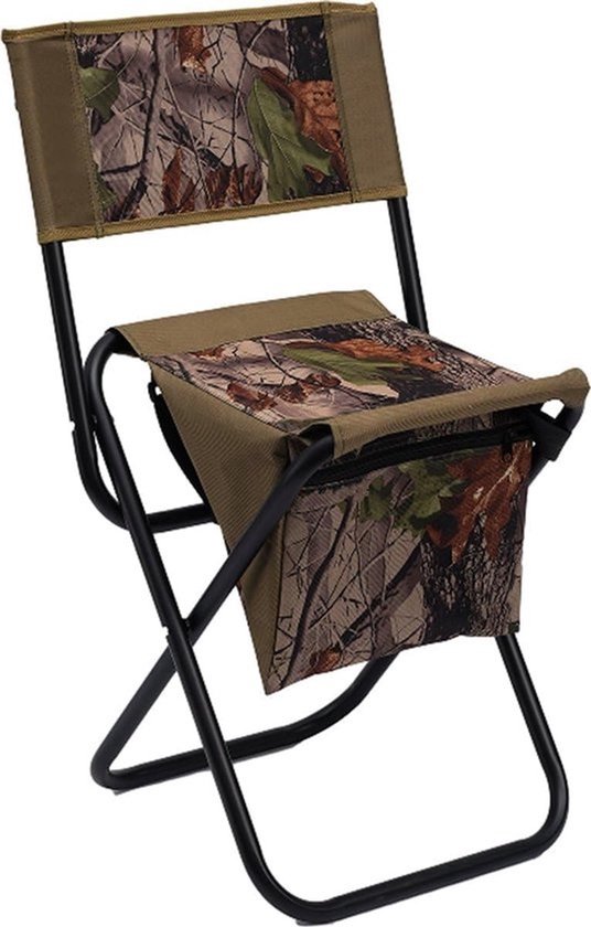 Opvouwbare Stoel - Viskrukje Kampeerstoel - Outdoor Ontspanning - Met Tas en Rugleuning - 41x33x75cm - Camouflage