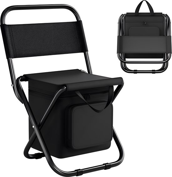 Opvouwbare stoel - Vistoeltje Met Tas en Rugleuning - Viskrukje - Geïsoleerde diepvries opbergtas - Campingstoeltje Opvouwbaar - met Opbergtas - heel sterk - stabiel - Draagvermogen 125KG - 10L van Merkloos