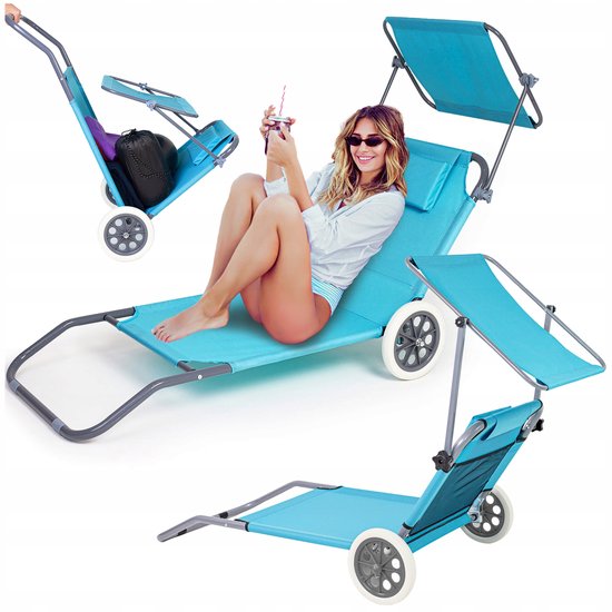 Opvouwbare strandstoel met wielen en zonnekap - Comfort overal