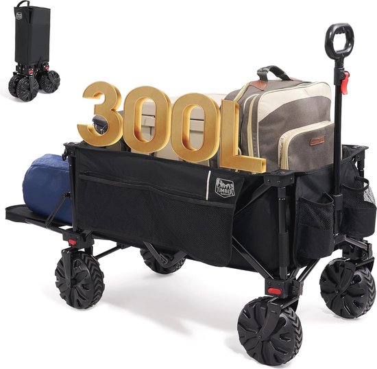 Opvouwbare Strandtrolley 300L met Verstelbare Achterklep en Afneembare Wielen voor Outdoor Camping van Carson