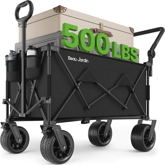 Opvouwbare Strandwagen met Draaibare Wielen - Ideaal voor Kamperen, Buiten en Picknick van Merkloos