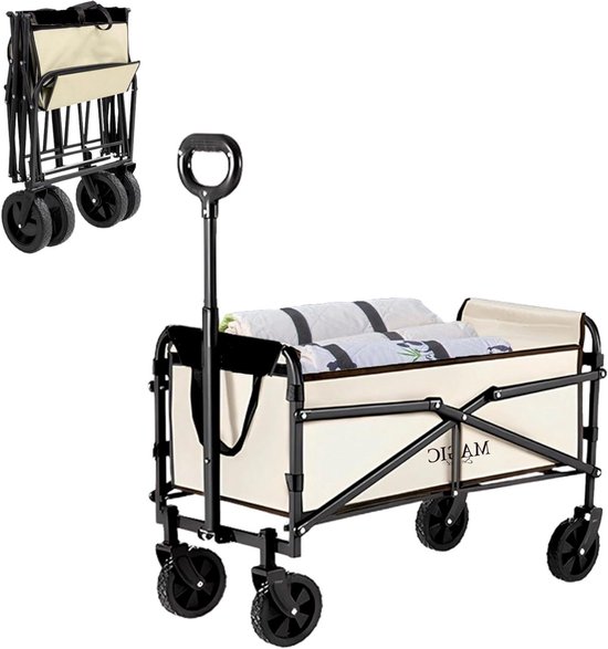 Opvouwbare Strandwagen voor op de Camping, Picknick en Tuin - Met Tas en Verstelbare Handgreep van Merkloos