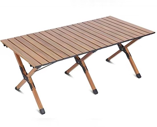 Opvouwbare tafel - 120l*60w*45h - Campingtafel - Opvouwbare tafel - Lichtgewicht Roltafel met Houtlook - Picknicktafel - Opvouwbare tafel met houtlook - Buiten Salontafel - Opvouwbaar & Compact voor 4 tot 6 personen - Bruin van Merkloos