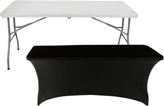 Opvouwbare Tafels 150 cm Wit - Inclusief Catering Tafelhoes - Perfect voor Feesten en Evenementen