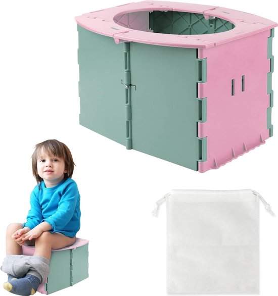 Opvouwbare toiletbril Kinderen onderweg Mobiel babypotje Draagbaar babytoiletpotje voor kinderen 12-36 maanden Roze van Dutrye