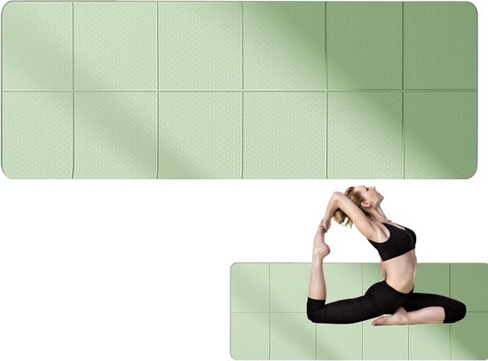 Opvouwbare Trainingsmat - Fitness Pad - Yoga Pilates - Lichtgewicht Dun - 183x61cm - Groen