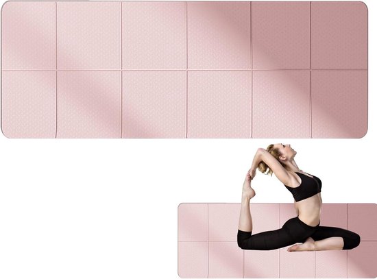 Opvouwbare Trainingsmat - Yogamat Dun - Thuis Sporten - Lichtgewicht Draagbaar - 183x61cm - Roze