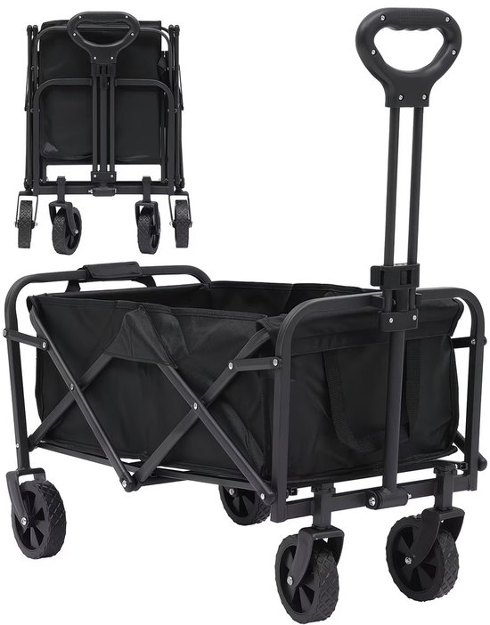 Opvouwbare transportkar voor atletiekuitrusting | Grote capaciteit met 360 graden draaibare terreinwielen | Laadcapaciteit 181,44 kg | zwart| 75x47 cm