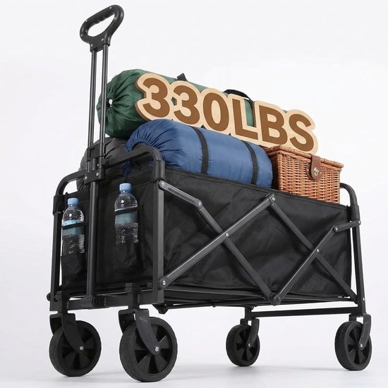 Opvouwbare Transportwagen - 100 Liter - 150 kg Draagvermogen - Verstelbare Handgreep - Voor Tuin en Camping