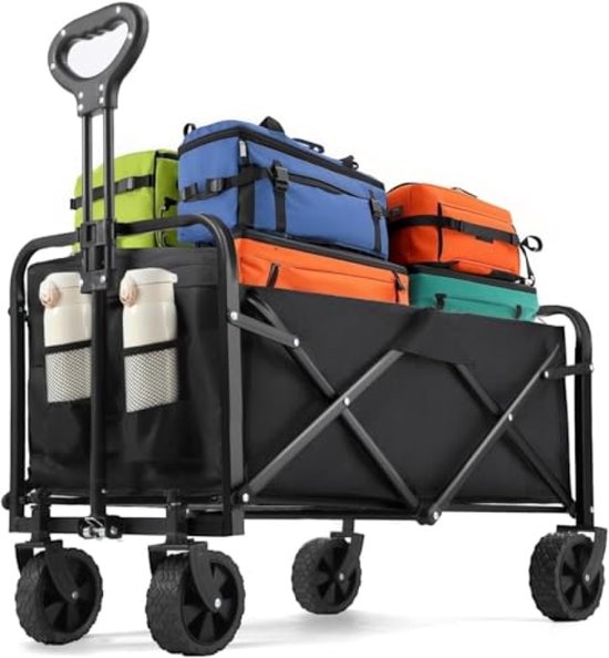 Opvouwbare Transportwagen - 120 Liter Inhoud, 120 KG Draagvermogen, Zwart van Merkloos