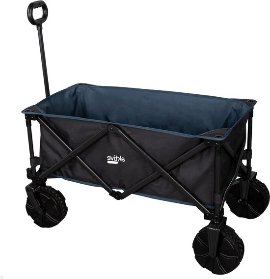 Opvouwbare transportwagen - Grote Allrounderwielen - Verstelbare handgreep - Voor strand, camping, tuin - 91 x 49 x 99 cm van Merkloos