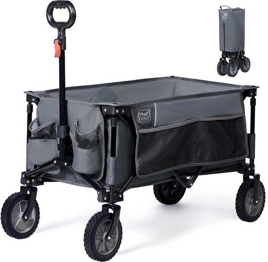 Opvouwbare trolley met verstelbare handgreep voor strand picknick - grijs Bolderkar van Bo-Camp