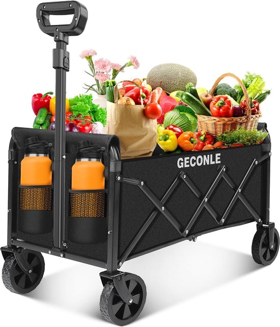 Opvouwbare Trolley met Wielen voor Boodschappen en Avontuur - Hoge Capaciteit en Lichtgewicht Design van Merkloos