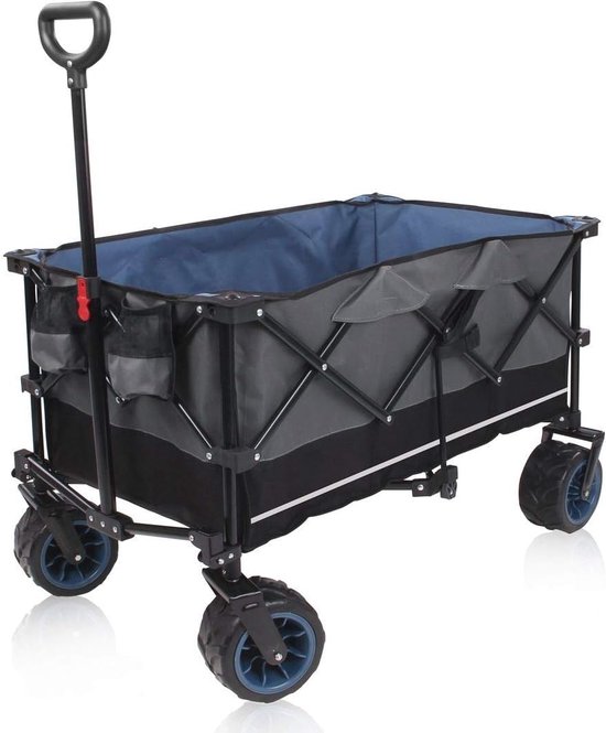Opvouwbare Trolley XXL - Bolderkar met 2 Bekerhouders en 10cm Banden van LifeGoods