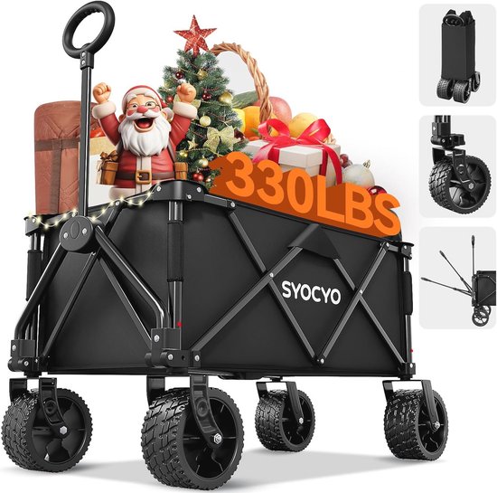Opvouwbare Tuinkar met 350 lbs Gewichtscapaciteit - Inklapbare Wagen voor Kamperen, Sport en Winkelen van MacSports