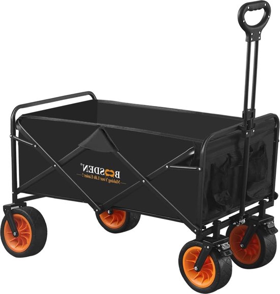 Opvouwbare tuinwagen - 100 liter - 150 kg draagvermogen - verstelbare handgreep - camping en festival gebruik Bolderkar van Merkloos