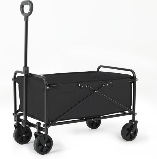 Opvouwbare tuinwagen met wielen 360 graden draaibaar verstelbare handgreep camping/picknick/tuinieren FW003 van Merkloos