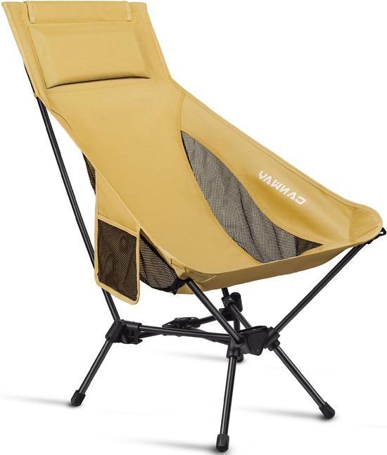 Opvouwbare ultralichte campingstoel - draagbaar en compact - 180 kg draagvermogen - kaki van Merkloos