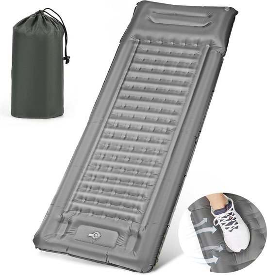 Opvouwbare verdikte zelfopblazende slaapmat - 12 cm - met voetperspomp - campingmat met draagtas - outdoor wandelen reizen tent van Dovuilax.