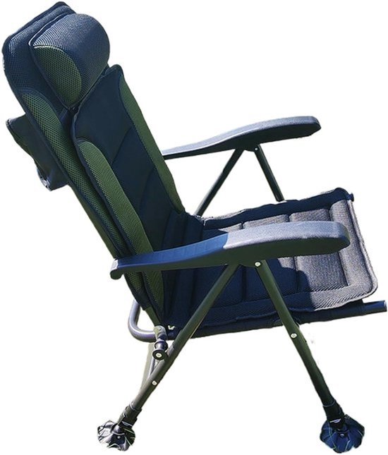 Opvouwbare Visstoel - Campingstoel Strandstoel - Outdoor Zitten - Verstelbare Rugleuning - 62 x 15 x 62 cm - Groen
