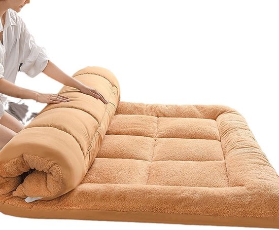 Opvouwbare Vloermatras - Japanse Futon - Comfortabel Slapen - Ruimtebesparend Ontwerp - 200x220cm - Geel