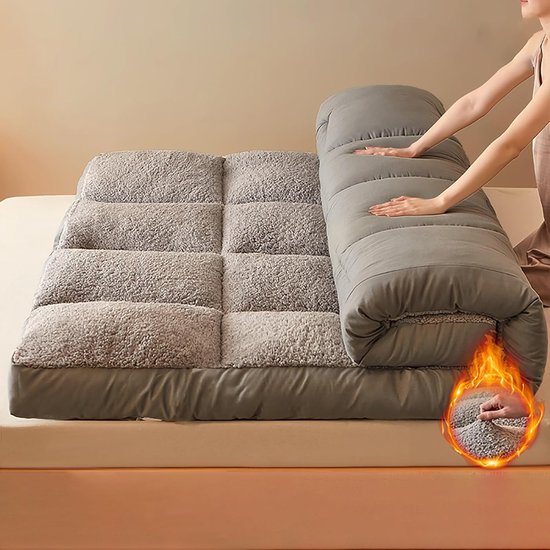 Opvouwbare Vloermatras - Oprolbed Matras - Comfortabel Slapen - Ruimtebesparend Ontwerp - 90x200cm - Grijs