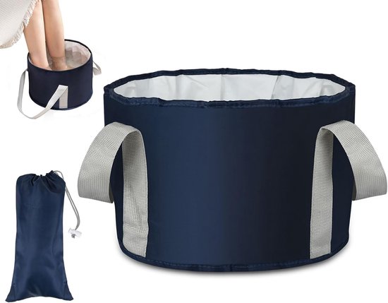 Opvouwbare Voetbadkuip met Handvat - 30x20 cm - 18 Liter - Draagbaar - Marineblauw - Geschikt voor Vissen - Reizen en Kamperen