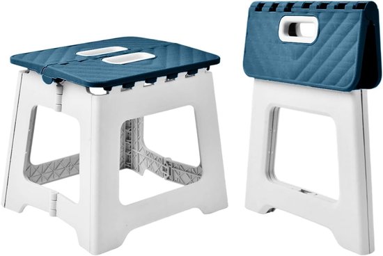 Opvouwbare voetenbank - Kruk - Campingstoel - Antislip draagbare reiskruk - Donkerblauw