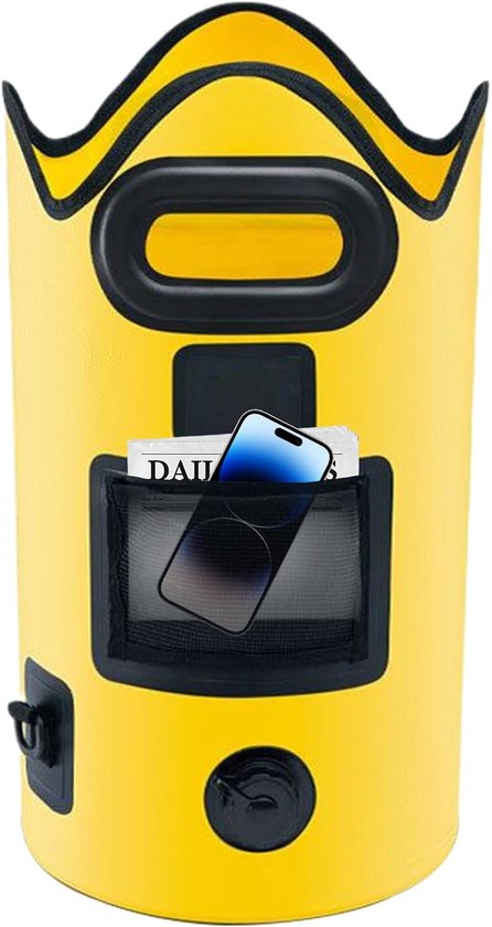 Opvouwbare Voetenemmer - Draagbare Wasbak - Voeten Wassen - Lekvrij Met Zijvak - 21 Liter Capaciteit - Geel