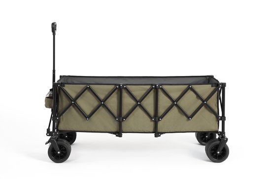 Opvouwbare Wagen - 220Lbs Draagvermogen - Zware 300L Tuinwagen - Grote All Terrain Wielen - Bekerhouders - Legergroen van Merkloos