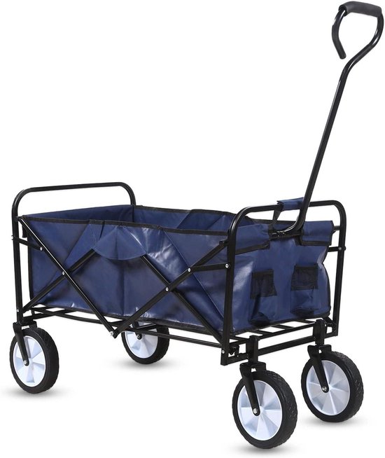 Opvouwbare wagen - draagbaar en veelzijdig - blauw - gelegeerd staal van Merkloos