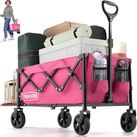 Opvouwbare Wagen - Draagbare Kar - Boodschappen Vervoeren - Lichtgewicht Compact - 100L Capaciteit - Zwart