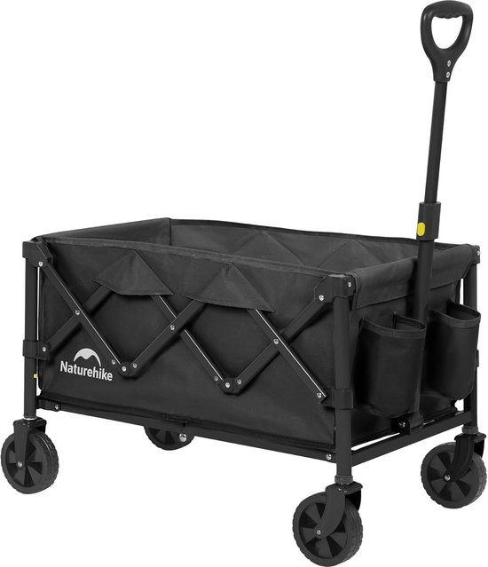 Opvouwbare wagen voor brede banden - 146L capaciteit - 120kg laadvermogen - zwart van Merkloos