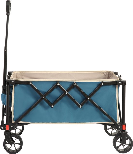 Opvouwbare Wagon - All Terrain Wielen - Zware Tuinwagen - Verstelbare Handgrepen - Outdoor Gebruik - Blauw van Merkloos