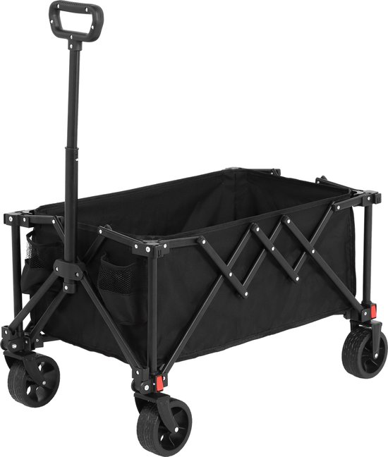 Opvouwbare Wagon - All Terrain Wielen - Zware Tuinwagen - Verstelbare Handgrepen - Outdoor Gebruik - Zwart van Merkloos