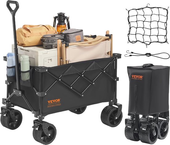 Opvouwbare Wagon Kar voor Strand en Camping - 350 lbs Draagvermogen, Waterdicht, Met Grote Wielen van Merkloos
