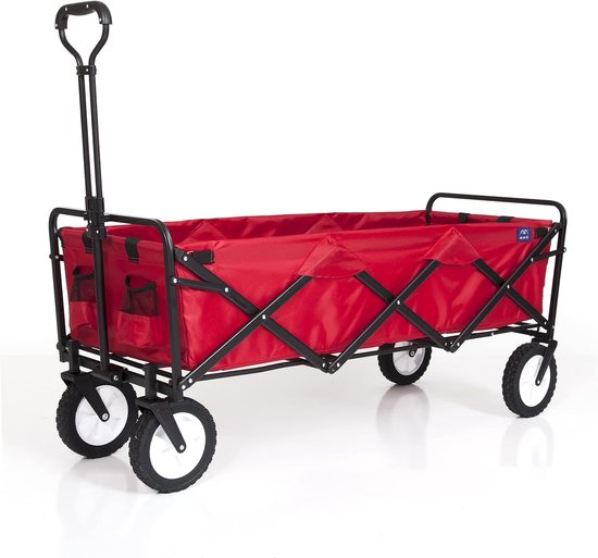 Opvouwbare wagon met extra opbergruimte - metaal - rood - ideaal voor grote items - ShopVlot