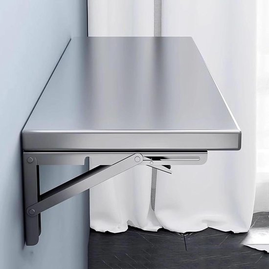 Opvouwbare wandtafel - Inklapbaar bureau - Ruimtebesparend werken - Roestvrij staal - 110 x 35 cm - Zilverkleurig