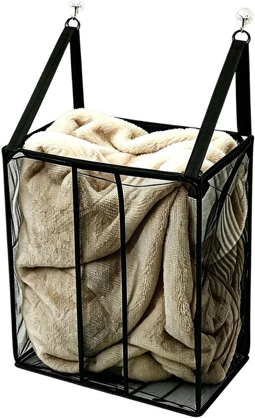 Opvouwbare Wasmand - Vuilnisbak Korf - Kleding Opbergen - Met Mesh - 40 cm - Zwart