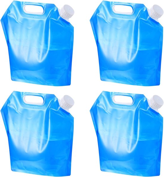 Opvouwbare waterjerrycan - 4 stuks - 5 liter - opvouwbare drinkwaterjerrycan, campingwaterjerrycan, opvouwbaar, waterreservoir voor outdoor, camping, festival, waterzak van Household Supplies