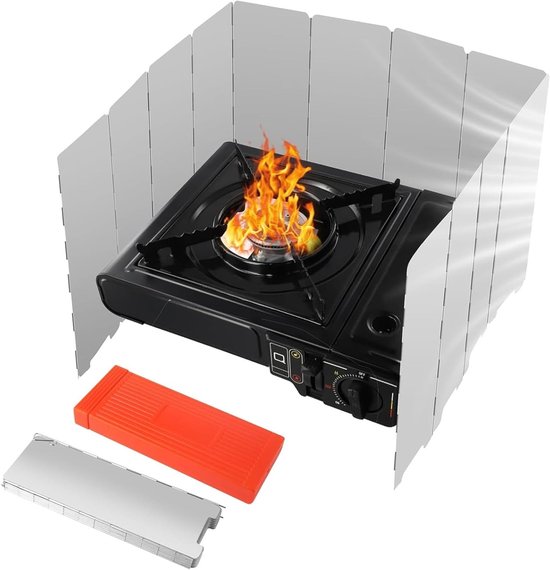Opvouwbare Windscherm voor Camping met 12 Aluminium Platen - Bescherming voor Gasfornuis, Buiten koken en Picknick