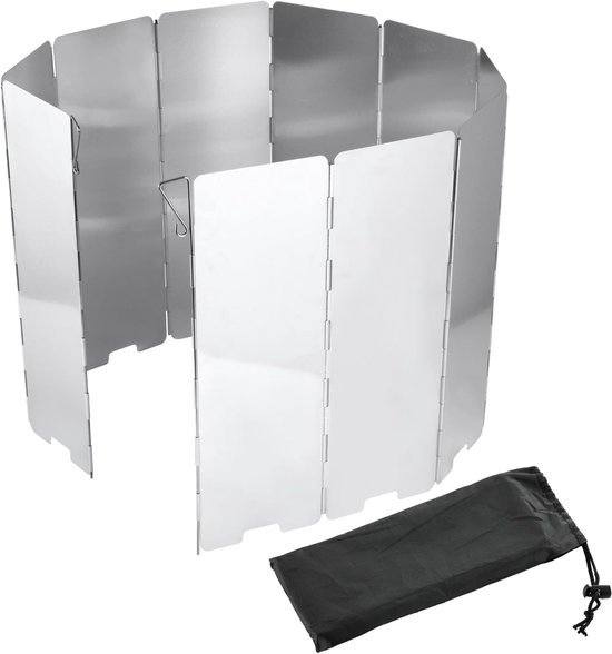 Opvouwbare windschermen van aluminiumlegering, 10 stuks per verpakking, opvouwbare winddichte hoezen, geschikt voor kamperen, wandelen en picknicken. van Merkloos