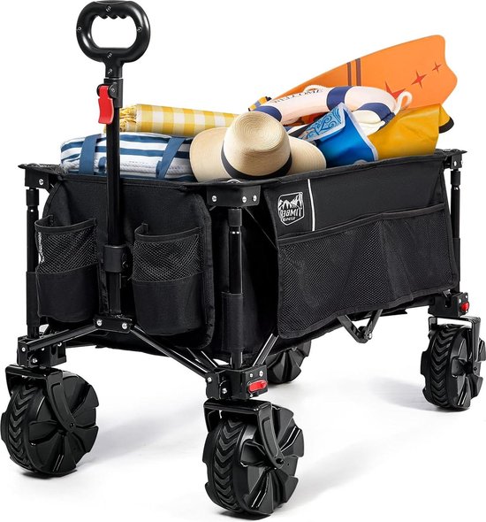 Opvouwbare XXL bolderkar met brede banden en verstelbare handgreep - voor tuinieren en camping Grote handwagen van LifeGoods