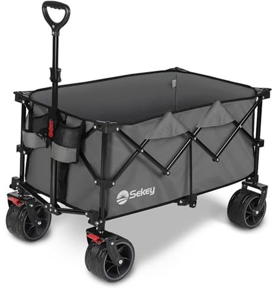 Opvouwbare XXL Bolderkar met Remmen - 150L Capaciteit en Brede Banden voor Alle Terreinen van Luxe Lounger