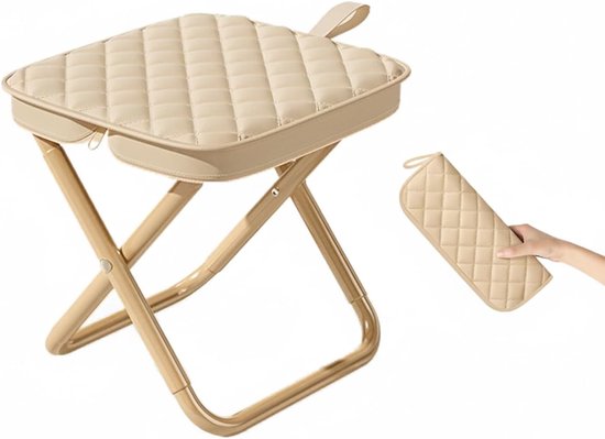 Opvouwbare Zak Stoel 30 cm - Lichtgewicht Reis Kruk - Dikke Camping Kruk - 350 lbs Draagvermogen - Khaki Kleur - Voor Outdoor Activiteiten - Compact en Draagbaar van Merkloos