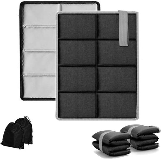 Opvouwbare Zitkussens - 2 Stuks Thermisch Matje voor Wandelen, Tuin, Strand en Kamperen (Zwart)
