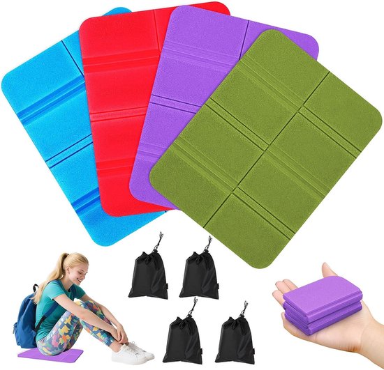 Opvouwbare Zitkussens voor Buiten, Waterdichte Thermo-isolatie, Draagbaar en Comfortabel voor Picknick, Wandelen en Kamperen met 4 Opbergzakken