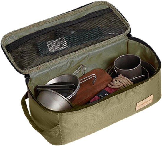 Organizer voor campingkeukengerei, draagbare opbergtas voor campingkookgerei, waterdichte accessoires, kookgerei tas met ophangoog, 31 x 13 x 12 cm van Lifesport.