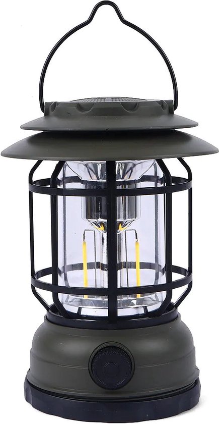 Orion Store - Vintage LED Retro Camping Lantern: Dimmable, Portable, and Waterproof - USB Aufladen Outdoor Camping Zelt Lichter - Multifunctionele hanglamp voor op de camping - Groen van Orion