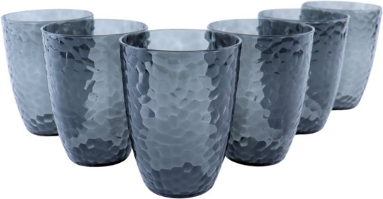 OTIX Kunststof Drinkglazen - Herbruikbaar - Set van 6 - Waterglas - Limonadeglazen - Grijs - 380ml - ZEPHYR van OTIX